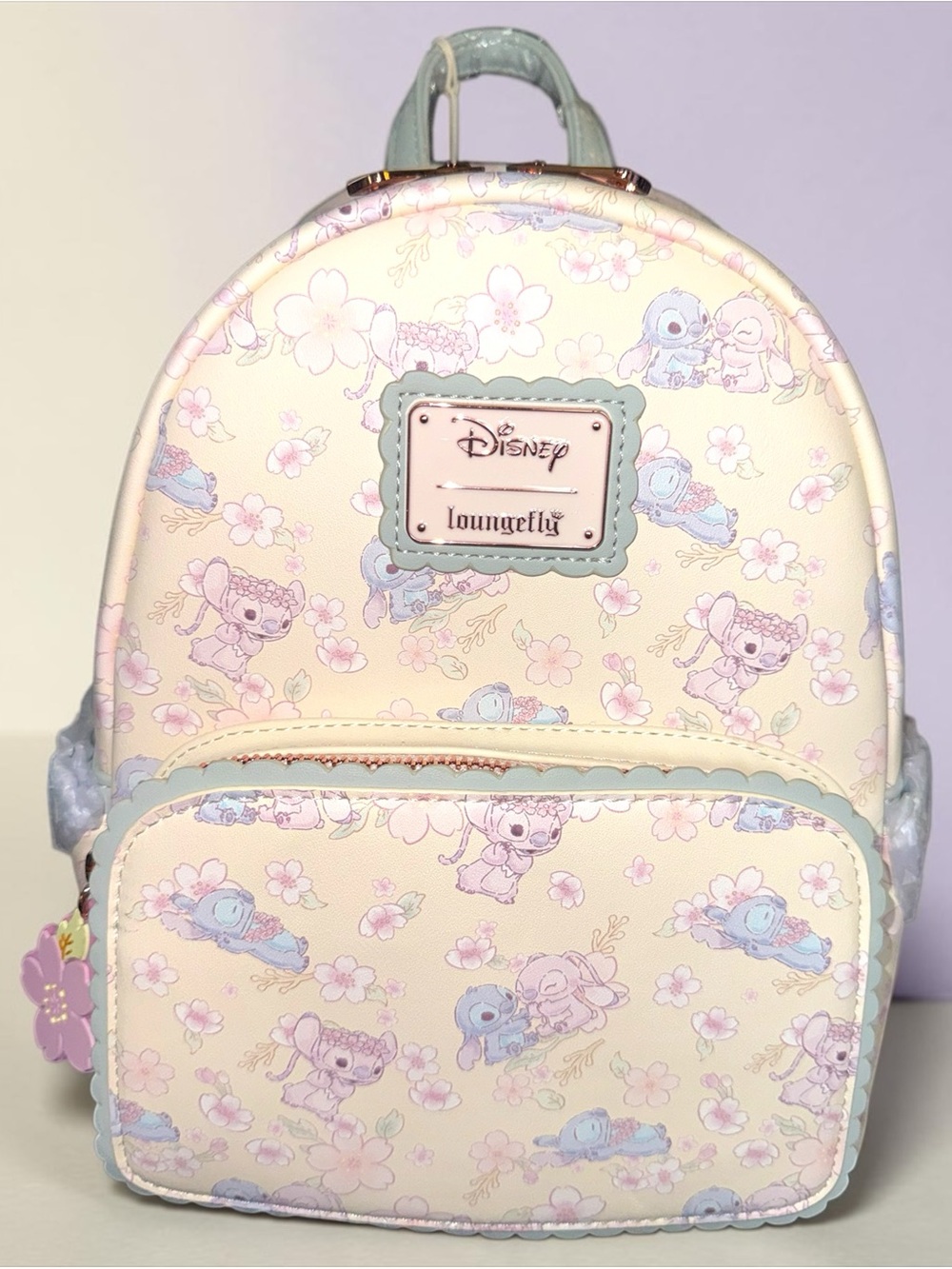 Loungefly Pastel Pink Stitch & Angel Kids Cherry Blossom Mini Backpack